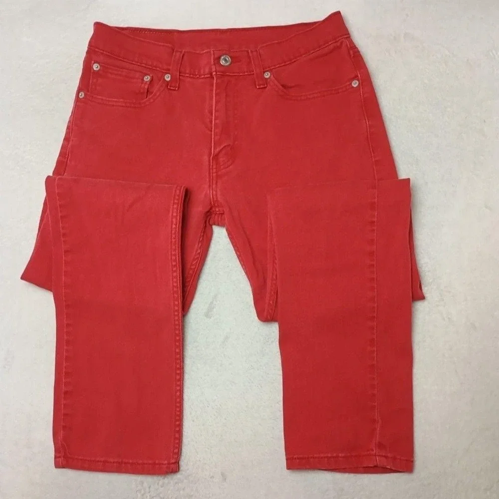 Levis 511 Jeans Mens 32x32 Red Slim Stretch Denim Cotton Blend Logo Red Tab